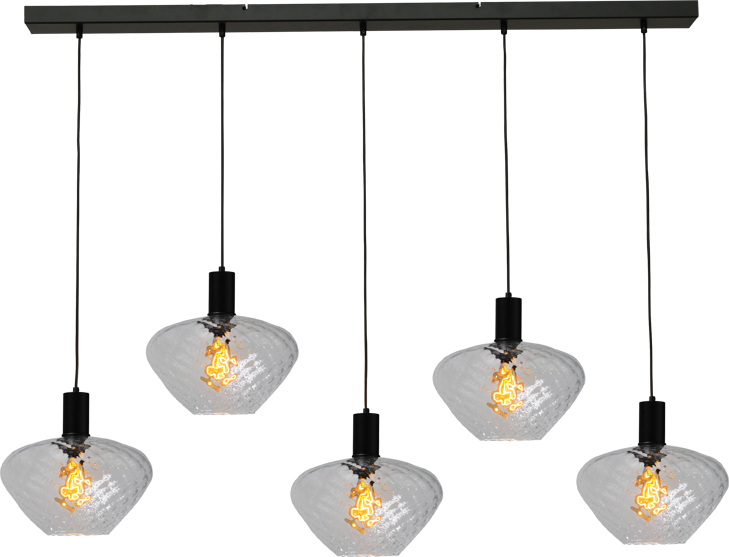 Porto HL PORTO 5LTS MATT BLACK/MATT BLACK BEAM 130X8CM