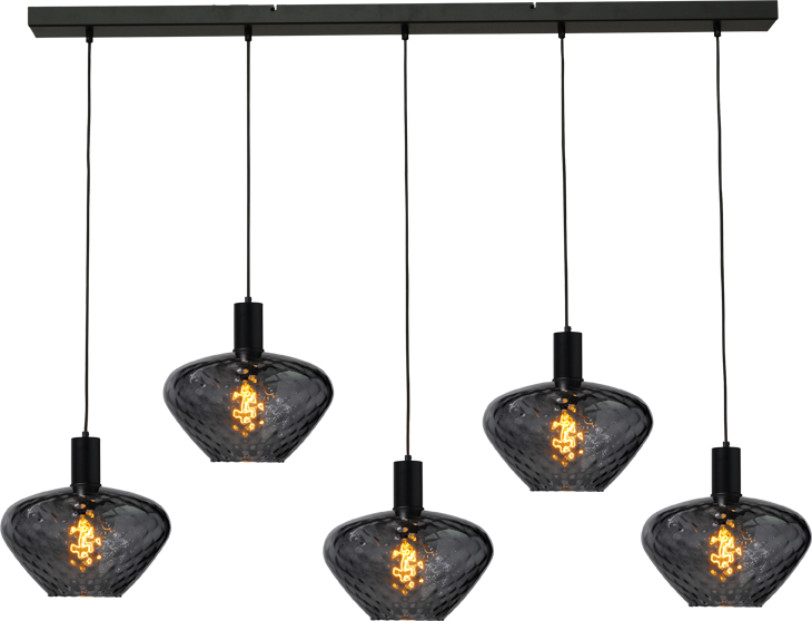 Porto HL PORTO 5LTS MATT BLACK/MATT BLACK BEAM 130X8CM