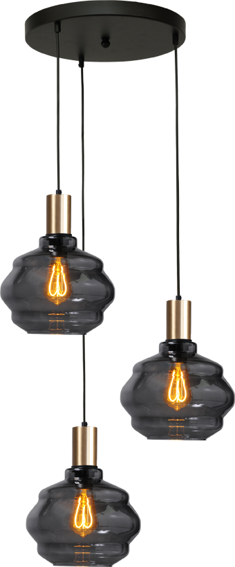 Porto HL PORTO 3LTS MATT BLACK/MATT GOLD, BASE Ø35CM