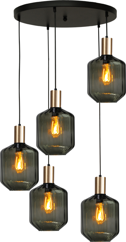 Porto HL PORTO 5LTS MATT BLACK/MATT GOLD, BASE Ø50CM