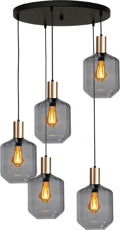Porto HL PORTO 5LTS MATT BLACK/MATT GOLD, BASE Ø50CM