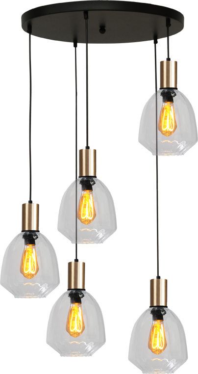 Porto HL PORTO 5LTS MATT BLACK/MATT GOLD, BASE Ø50CM