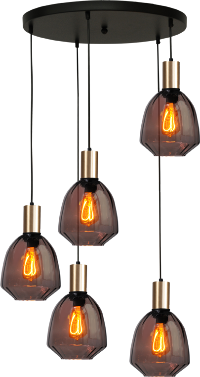 Porto HL PORTO 5LTS MATT BLACK/MATT GOLD, BASE Ø50CM