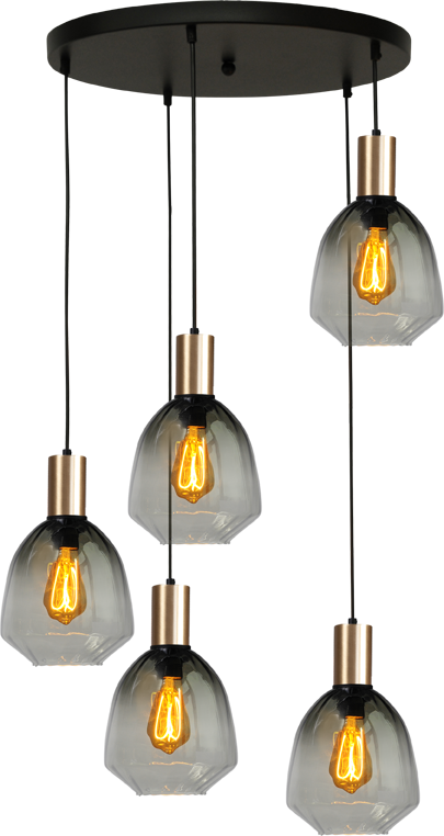 Porto HL PORTO 5LTS MATT BLACK/MATT GOLD, BASE Ø50CM