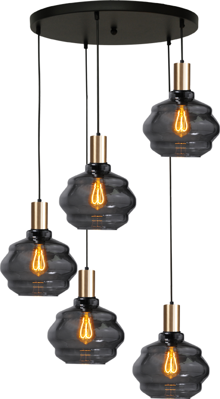 Porto HL PORTO 5LTS MATT BLACK/MATT GOLD, BASE Ø50CM
