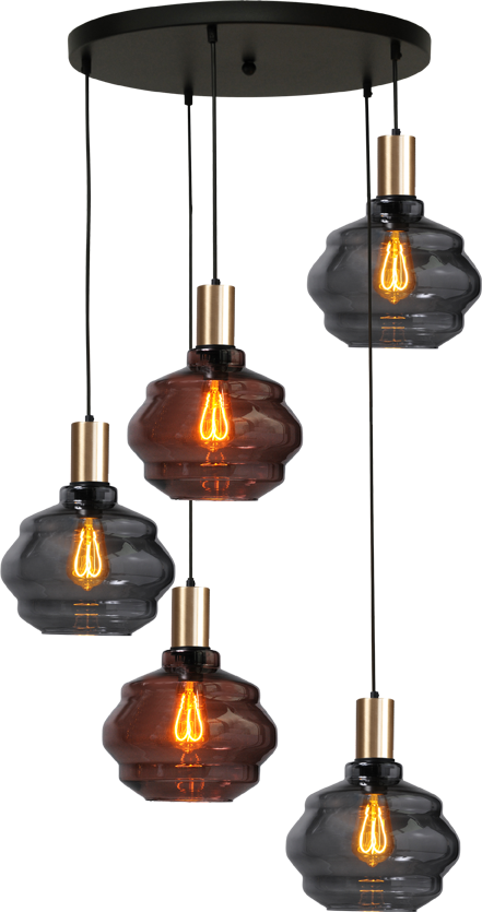Porto HL PORTO 5LTS MATT BLACK/MATT GOLD, BASE Ø50CM