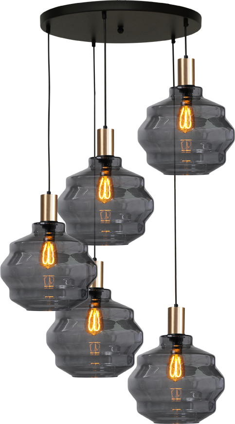 Porto HL PORTO 5LTS MATT BLACK/MATT GOLD, BASE Ø50CM