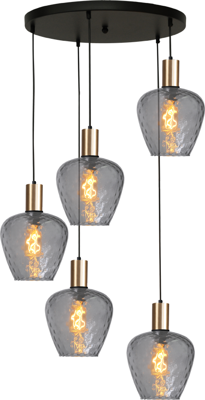 Porto HL PORTO 5LTS MATT BLACK/MATT GOLD, BASE Ø50CM