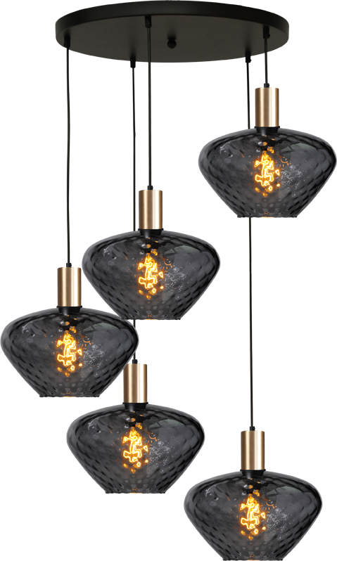 Porto HL PORTO 5LTS MATT BLACK/MATT GOLD, BASE Ø50CM