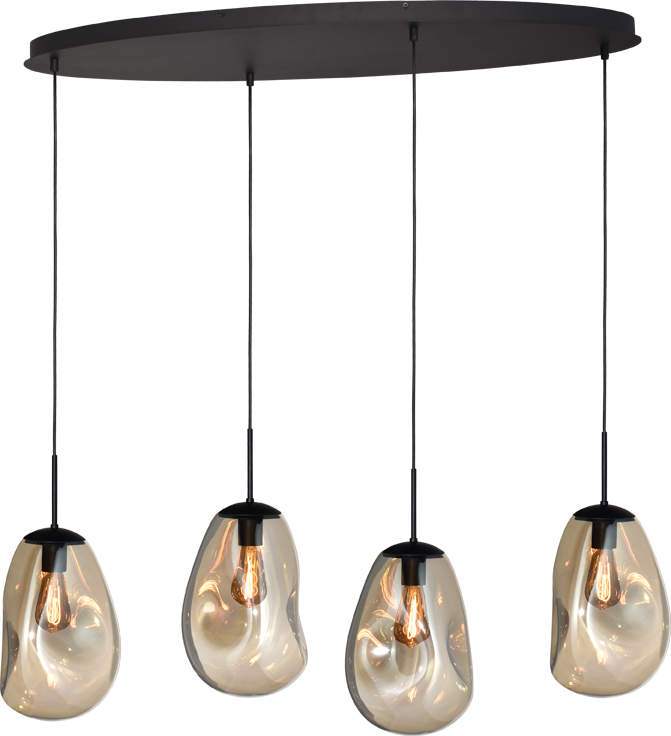 Lava HL LAVA 4-LIGHT MATT BLACK/MATT BLACK OVAL 100X40CM