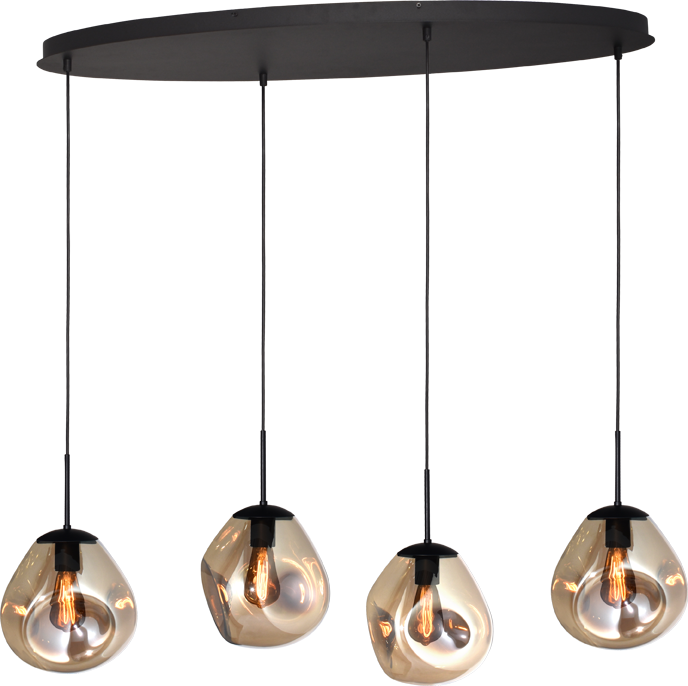 Lava HL LAVA 4-LIGHT MATT BLACK/MATT BLACK OVAL 100X40CM