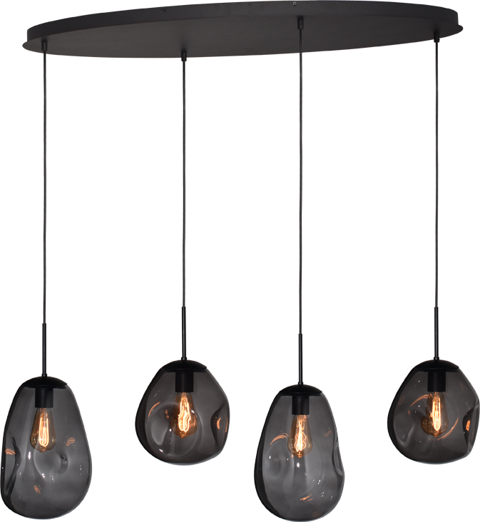 Lava HL LAVA 4-LIGHT MATT BLACK/MATT BLACK OVAL 100X40CM