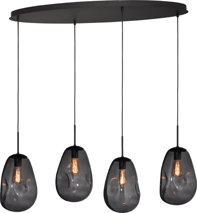 Lava HL LAVA 4-LIGHT MATT BLACK/MATT BLACK OVAL 100X40CM