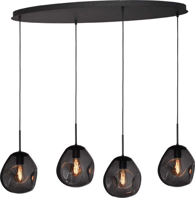 Lava HL LAVA 4-LIGHT MATT BLACK/MATT BLACK OVAL 100X40CM